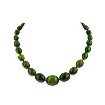 Graduated Green Bakelite Bead Necklace