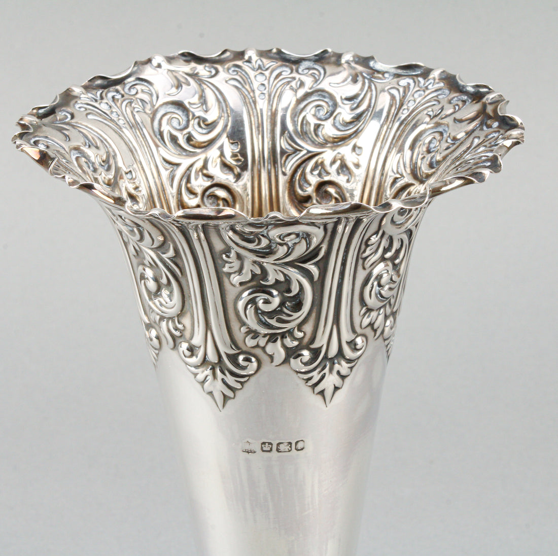 FENTON BROS. LTD. Sterling Silver Repousse Vases - Set of 2