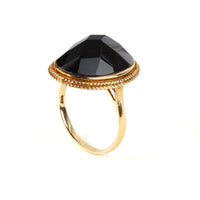 14K Yellow Gold Faceted Onyx Ring
