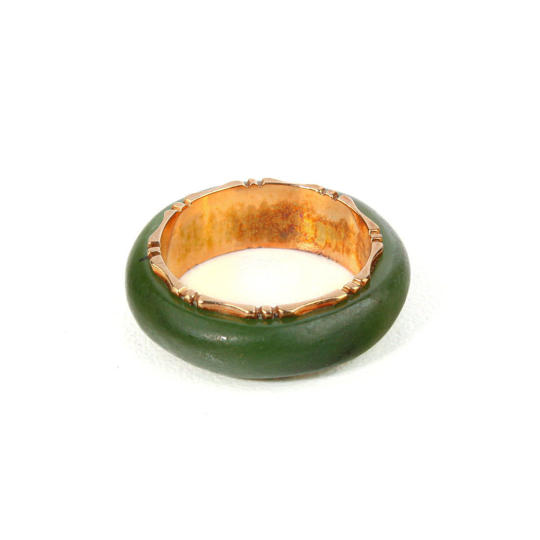 14K Yellow Carved Nephrite Ring