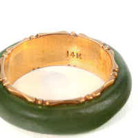 14K Yellow Carved Nephrite Ring