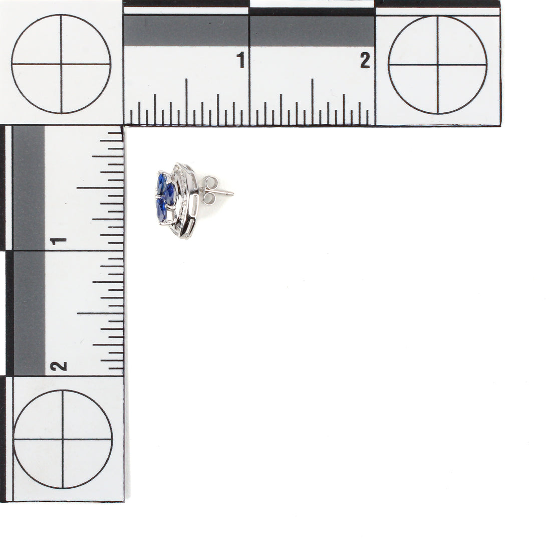 10K White Gold Marquise Synthetic Sapphire Stud Earrings