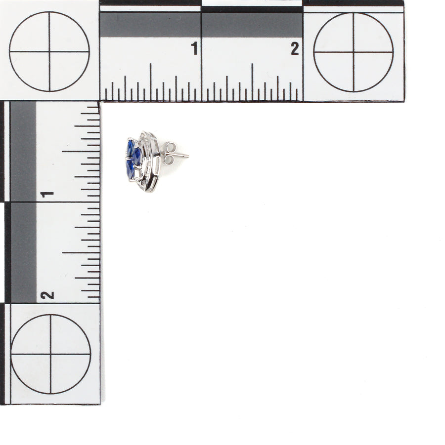 10K White Gold Marquise Synthetic Sapphire Stud Earrings