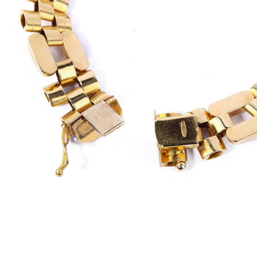 18K Yellow Gold Synthetic Yellow & Blue Sapphire Link Bracelet