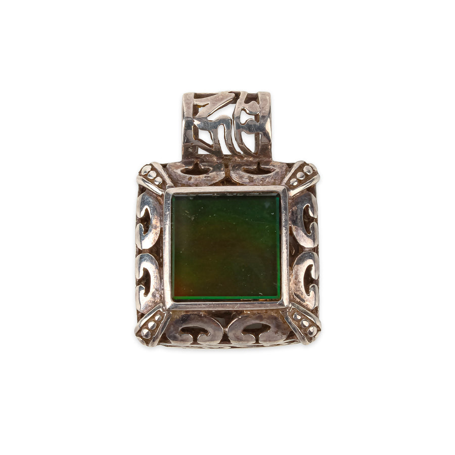KORITE Sterling Silver Ammolite Square Pendant