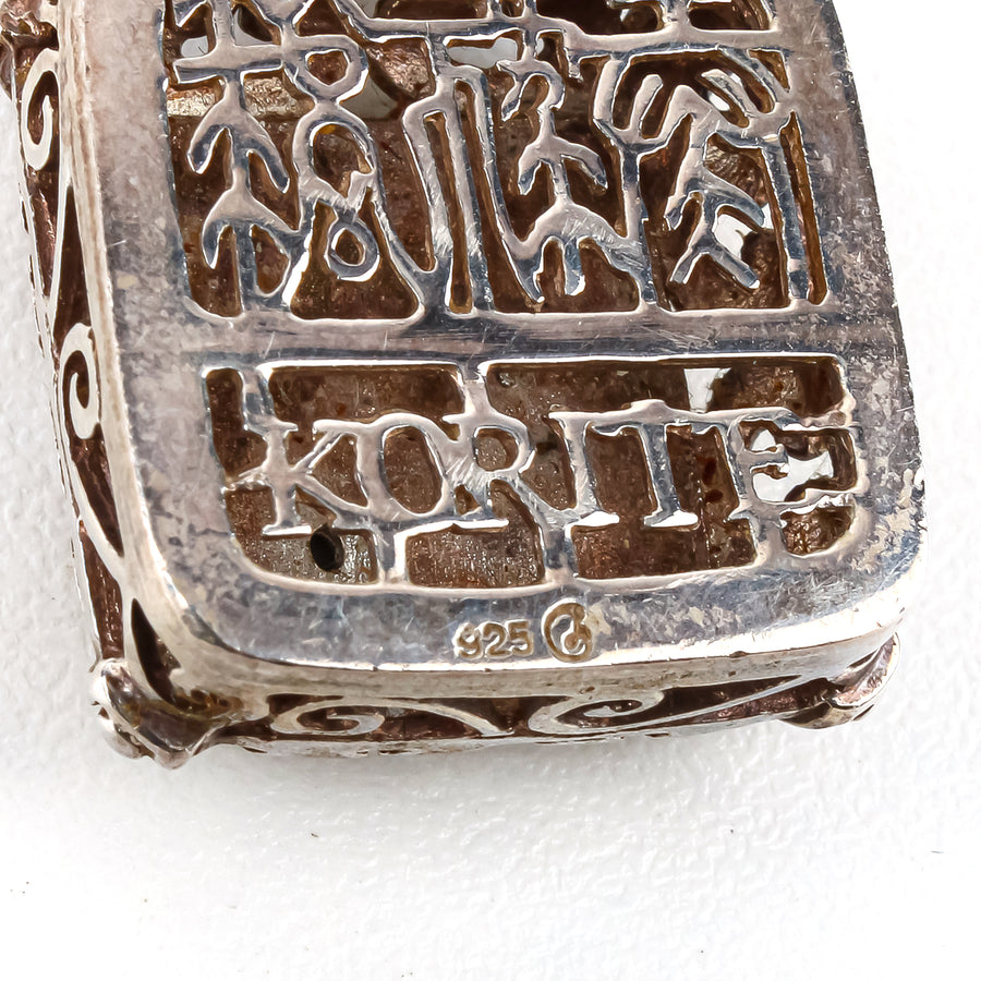 KORITE Sterling Silver Ammolite Square Pendant