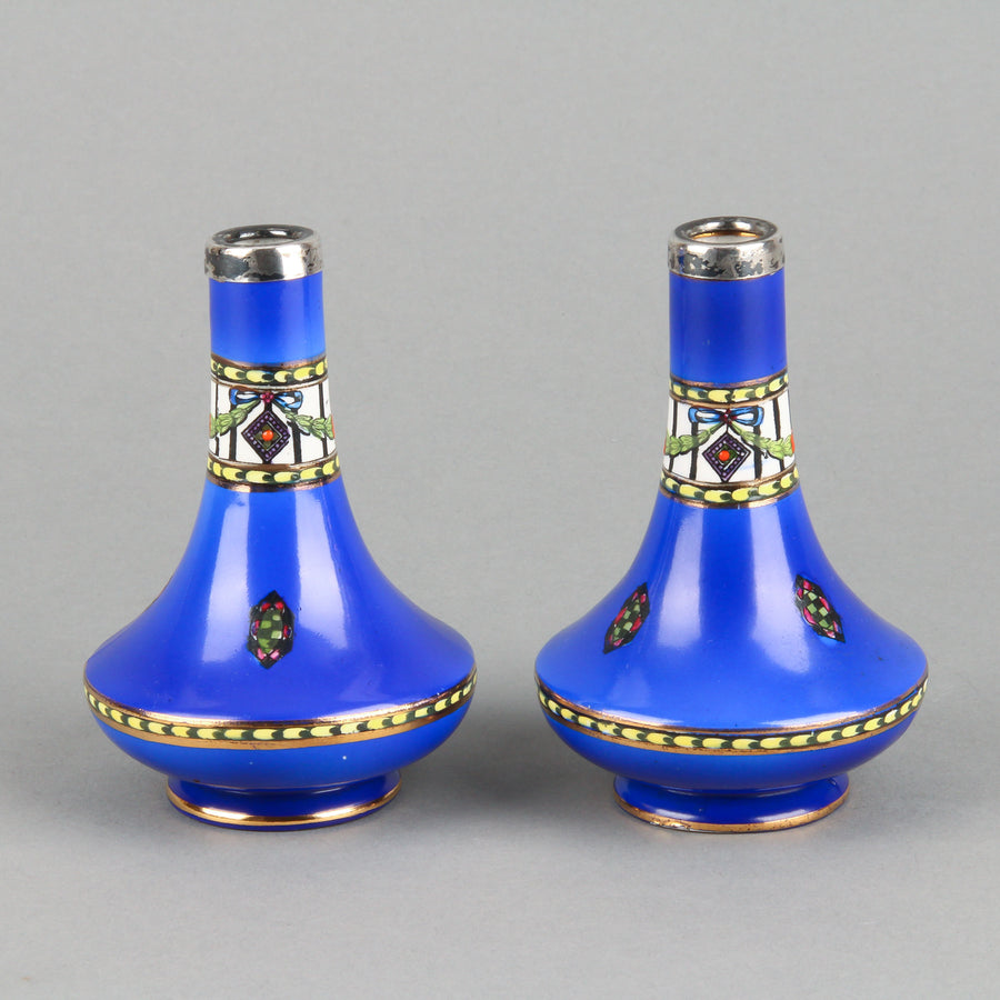 JAMES KENT Luxor Cabinet Vases with Sterling Silver Collars - Set of 2