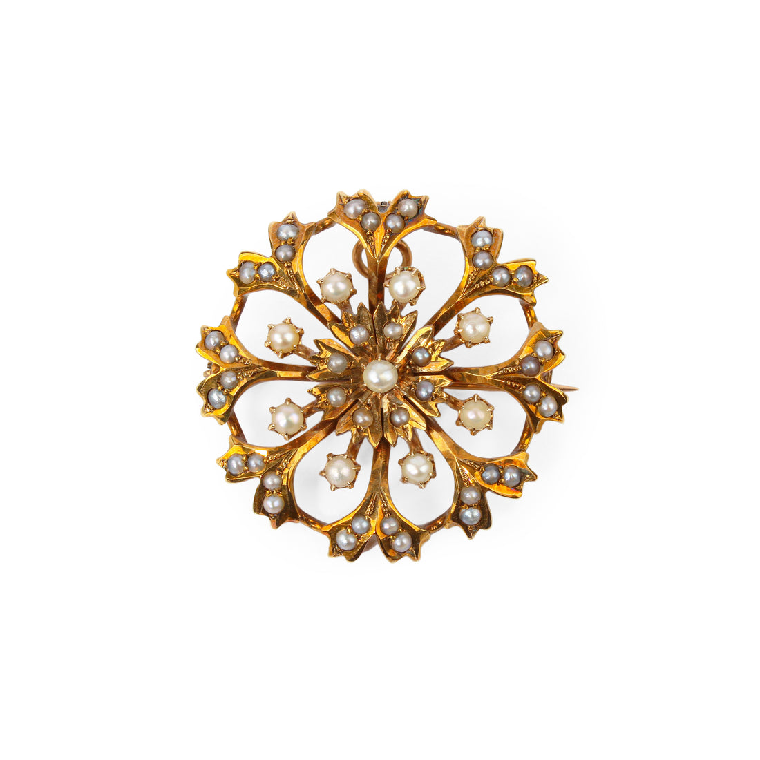 14K Yellow Gold Seed Pearl Pin Pendant