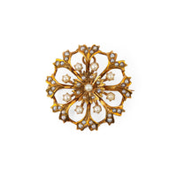 14K Yellow Gold Seed Pearl Pin Pendant