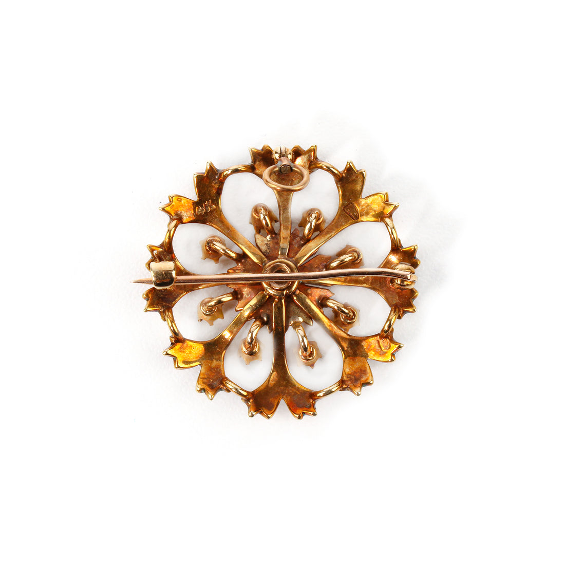 14K Yellow Gold Seed Pearl Pin Pendant