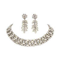 SHERMAN Clear Rhinestone 4-Row Necklace & Drop Earrings Set