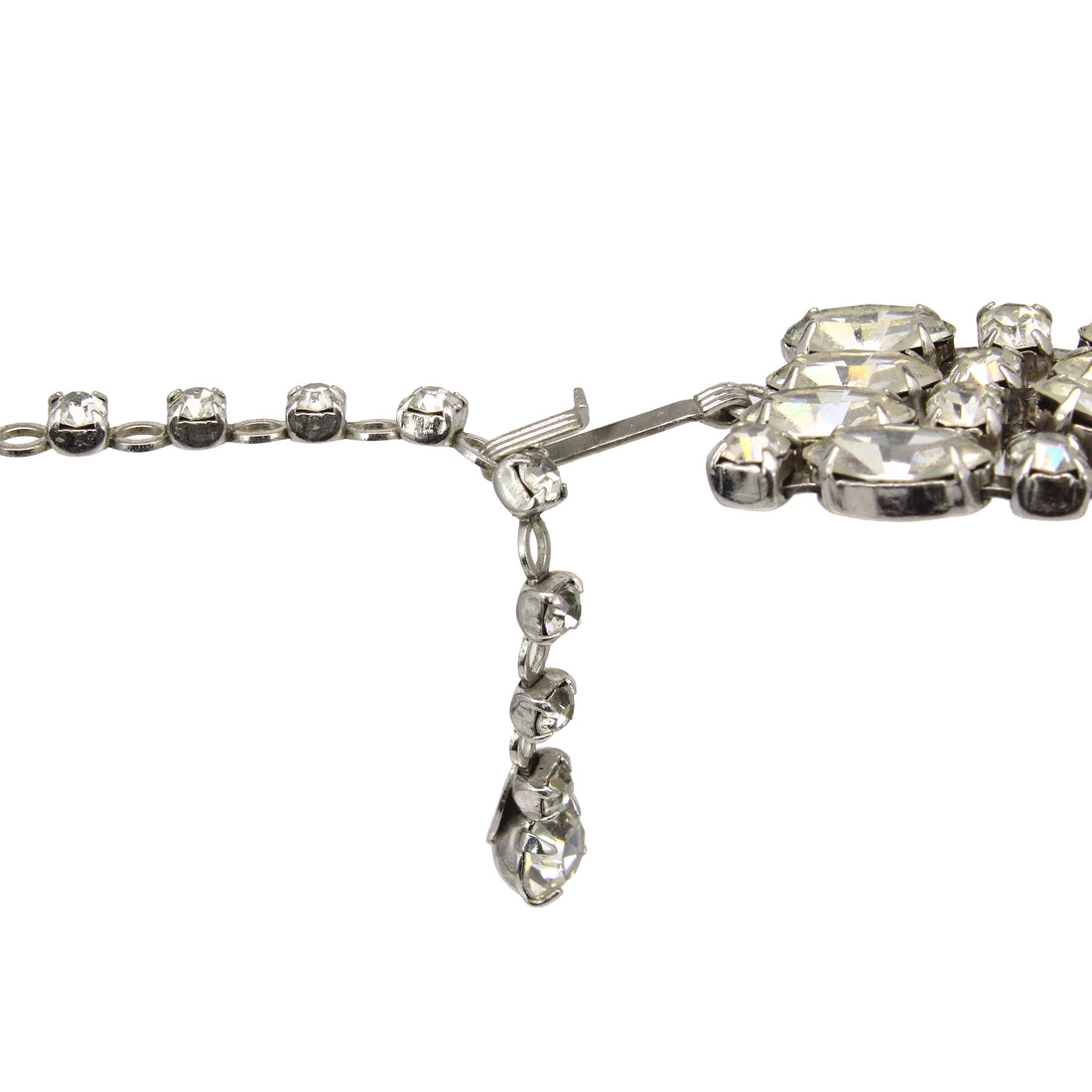SHERMAN Clear Rhinestone 4-Row Necklace & Drop Earrings Set