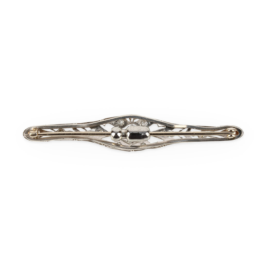 Platinum Edwardian Style European Cut Diamond Brooch