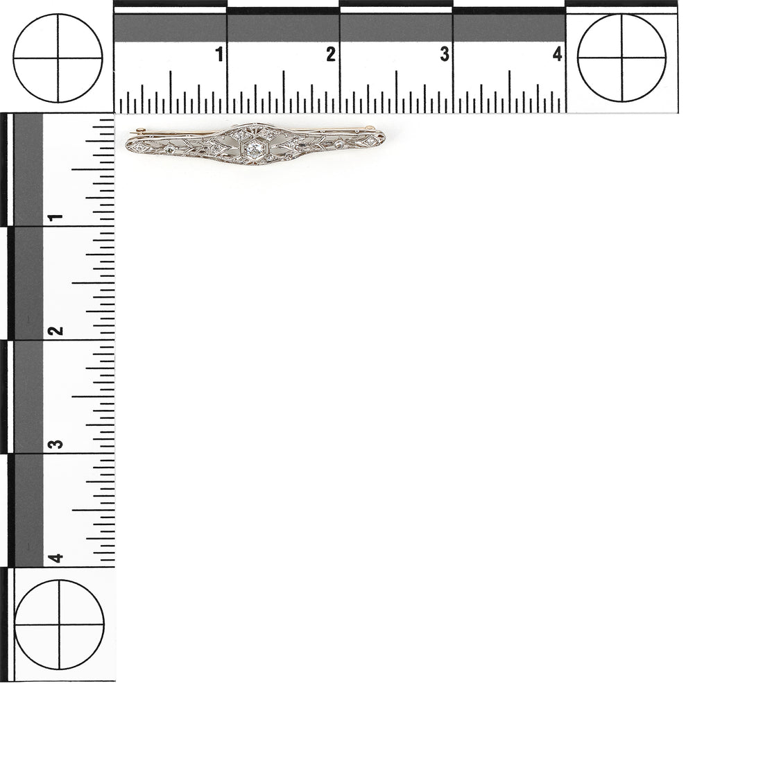 Platinum Edwardian Style European Cut Diamond Brooch