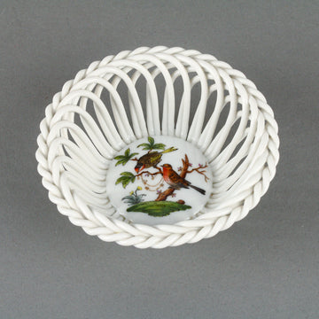 HEREND Rothschild Bird Open Weave Basket 7373