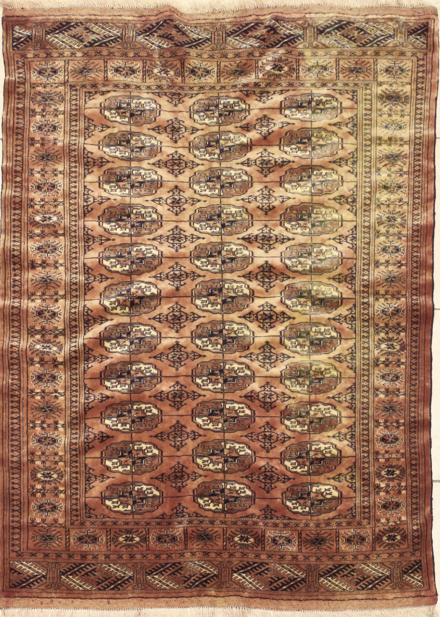 Hand-Knotted Wool Turkmen Rug 5'3" x 4"