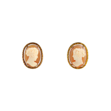 10K Yellow Gold Cameo Stud Earrings