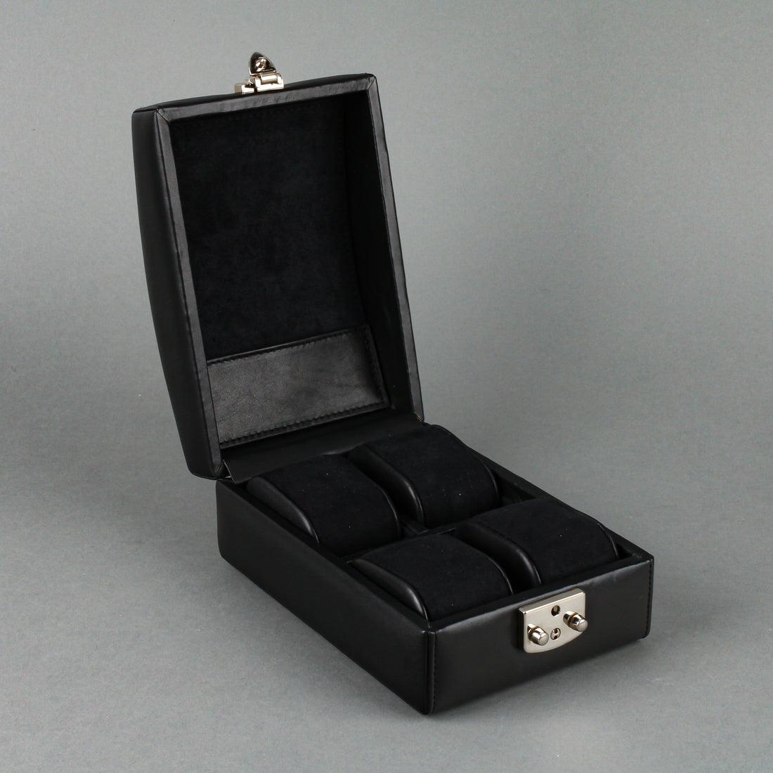 VENLO Sienna Black Leather 4 Watch Travel/Storage Case