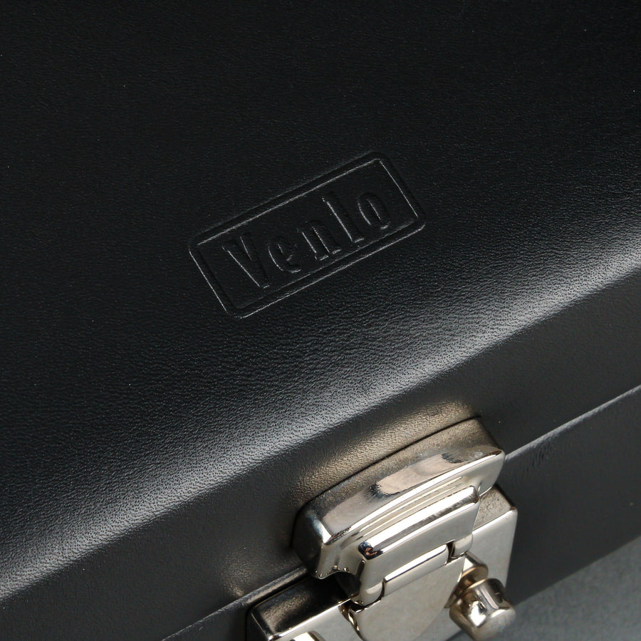 VENLO Sienna Black Leather 4 Watch Travel/Storage Case