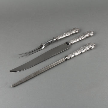 BIRKS Regency Plate Louis De France Silverplate Handle Stainless Steel Carving Set