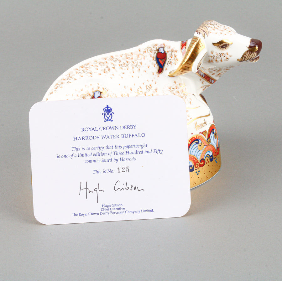 ROYAL CROWN DERBY Harrods Water Buffalo Paperweight