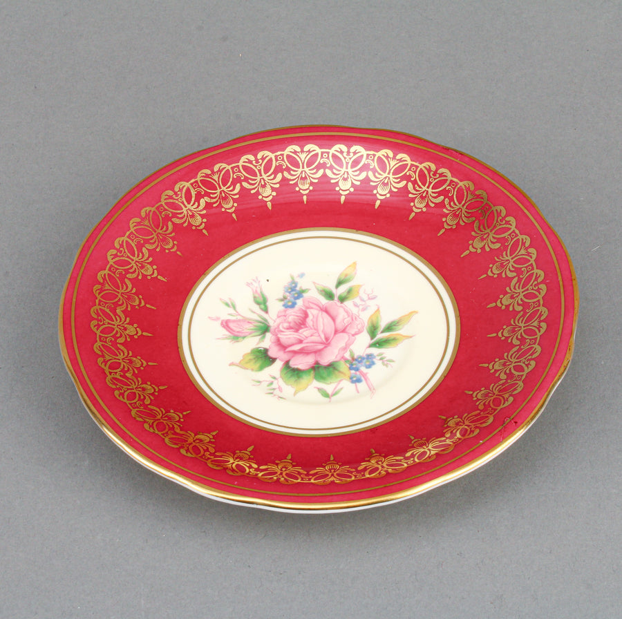 AYNSLEY Hand-Painted Rose Cup & Saucer