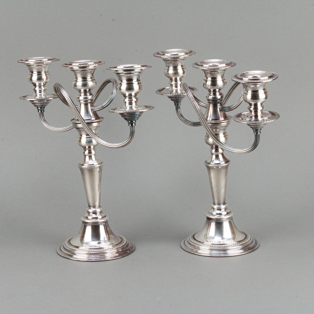 CAVENDISH PLATE Silverplate 3-Light Convertible Candelabra - Set of 2