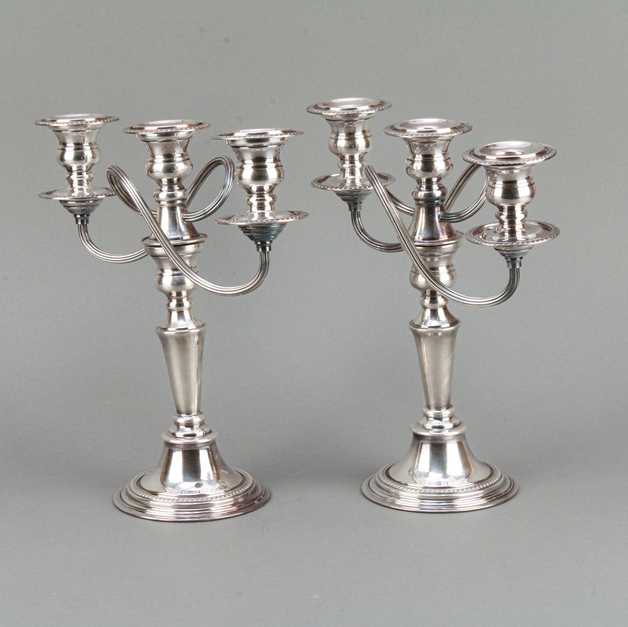 CAVENDISH PLATE Silverplate 3-Light Convertible Candelabra - Set of 2