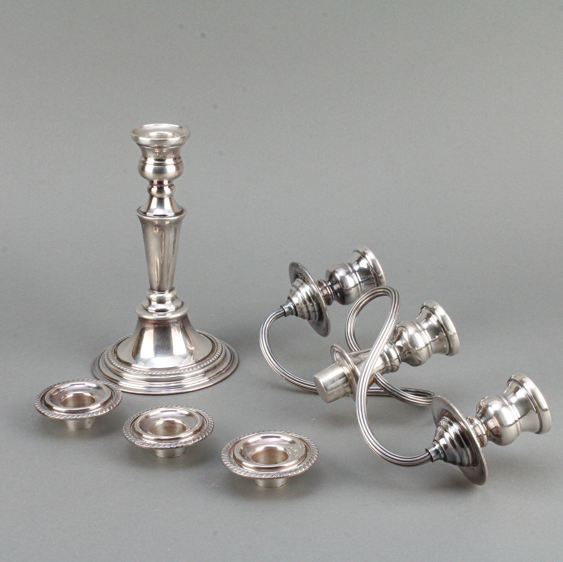 CAVENDISH PLATE Silverplate 3-Light Convertible Candelabra - Set of 2