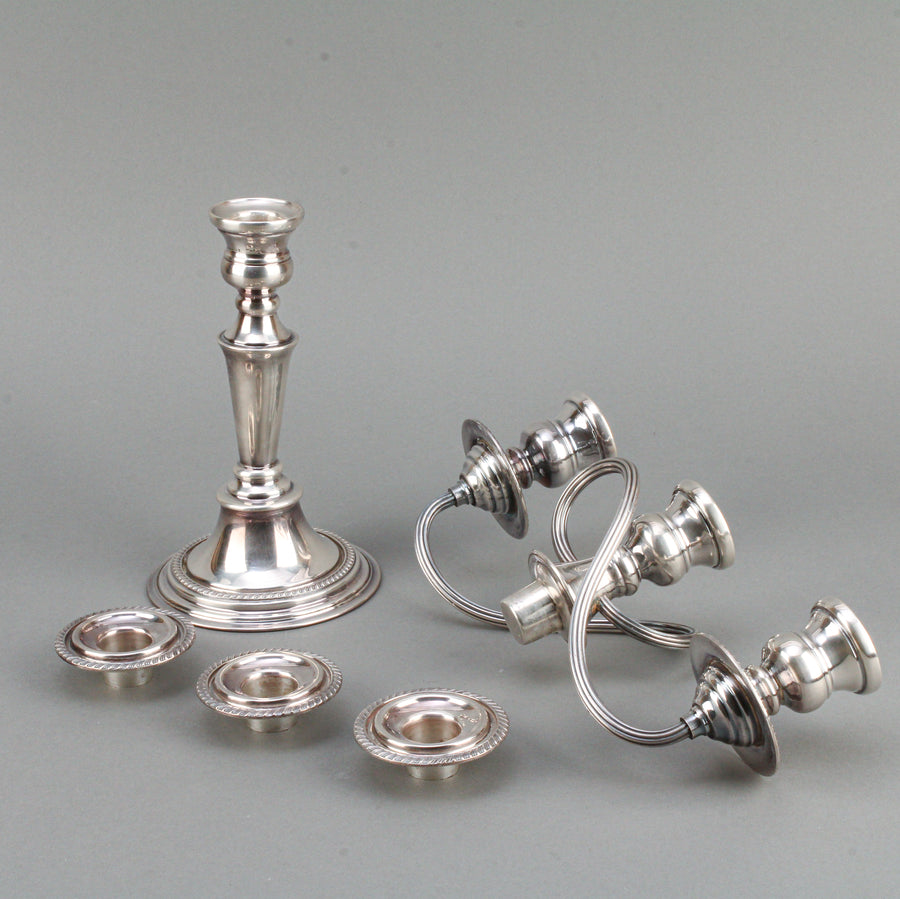 CAVENDISH PLATE Silverplate 3-Light Convertible Candelabra - Set of 2