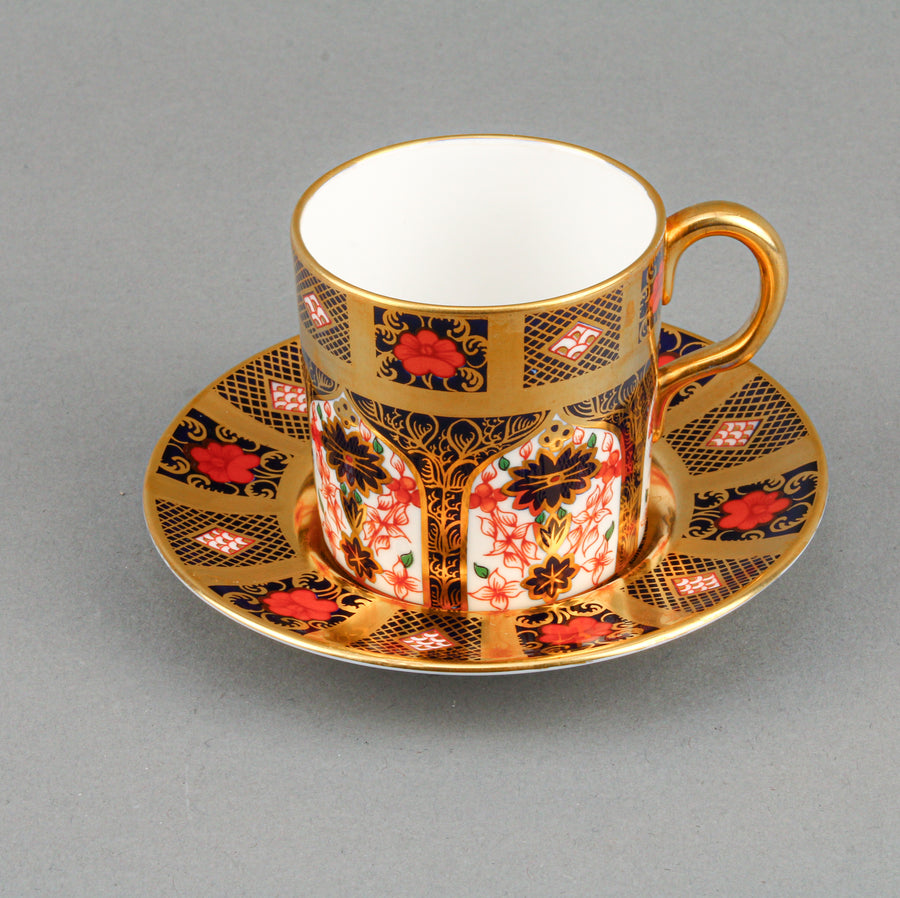 ROYAL CROWN DERBY Old Imari Solid Gold 1128 Demitasse Cup & Saucer