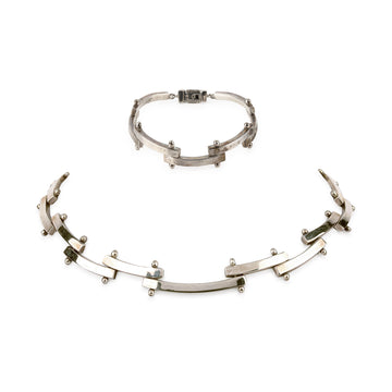 Sterling Silver Ball Bead Necklace & Bracelet Set