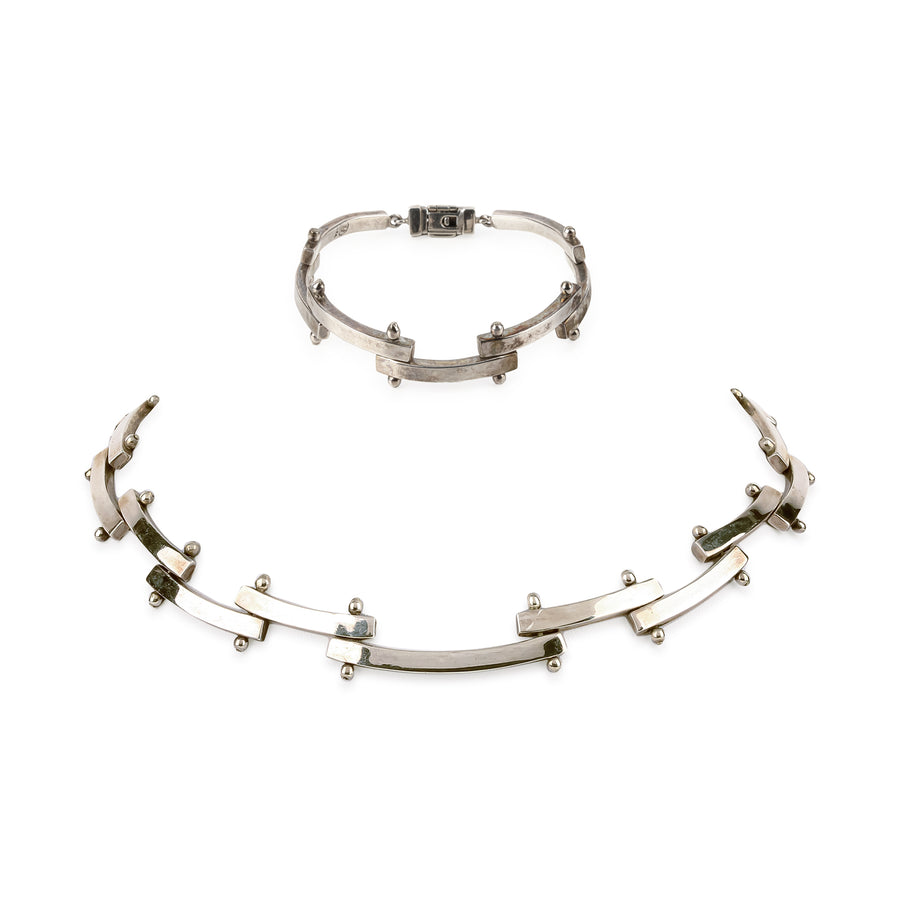 Sterling Silver Ball Bead Necklace & Bracelet Set