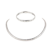 Sterling Silver Diamond Cut Omega Necklace & Bracelet Set