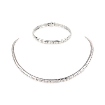 Sterling Silver Diamond Cut Omega Necklace & Bracelet Set