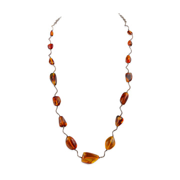 Sterling Silver Graduated Amber Twist Toggle Necklace