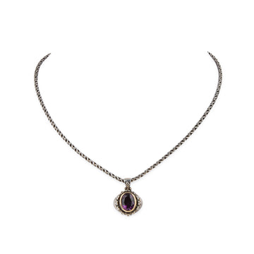 Sterling Silver & 14K Amethyst Pendant Necklace