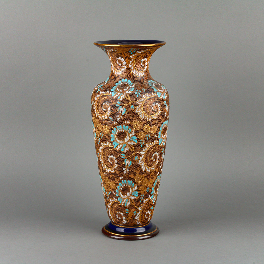 DOULTON LAMBETH Stoneware Floral Gilt Vase X2987