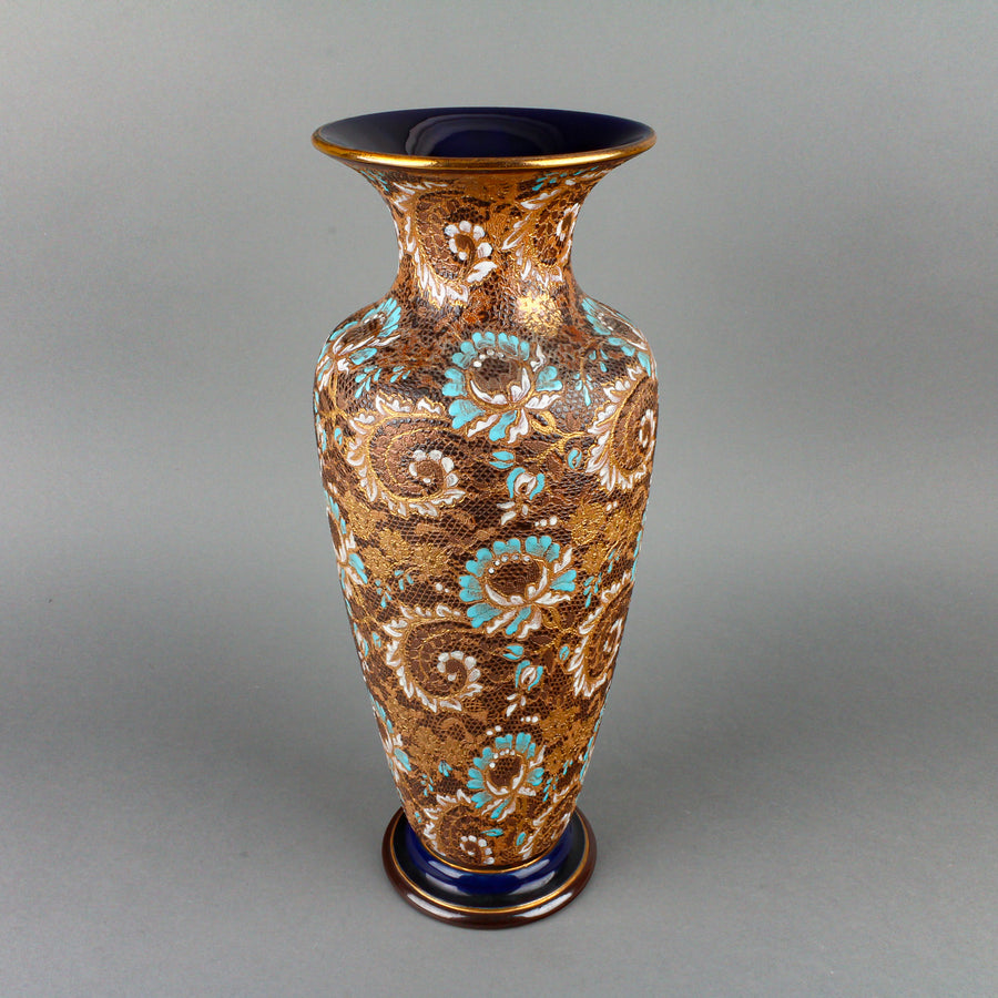 DOULTON LAMBETH Stoneware Floral Gilt Vase X2987