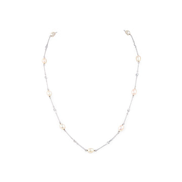 Sterling Silver Potato Pearl & Cubic Zirconia Station Necklace