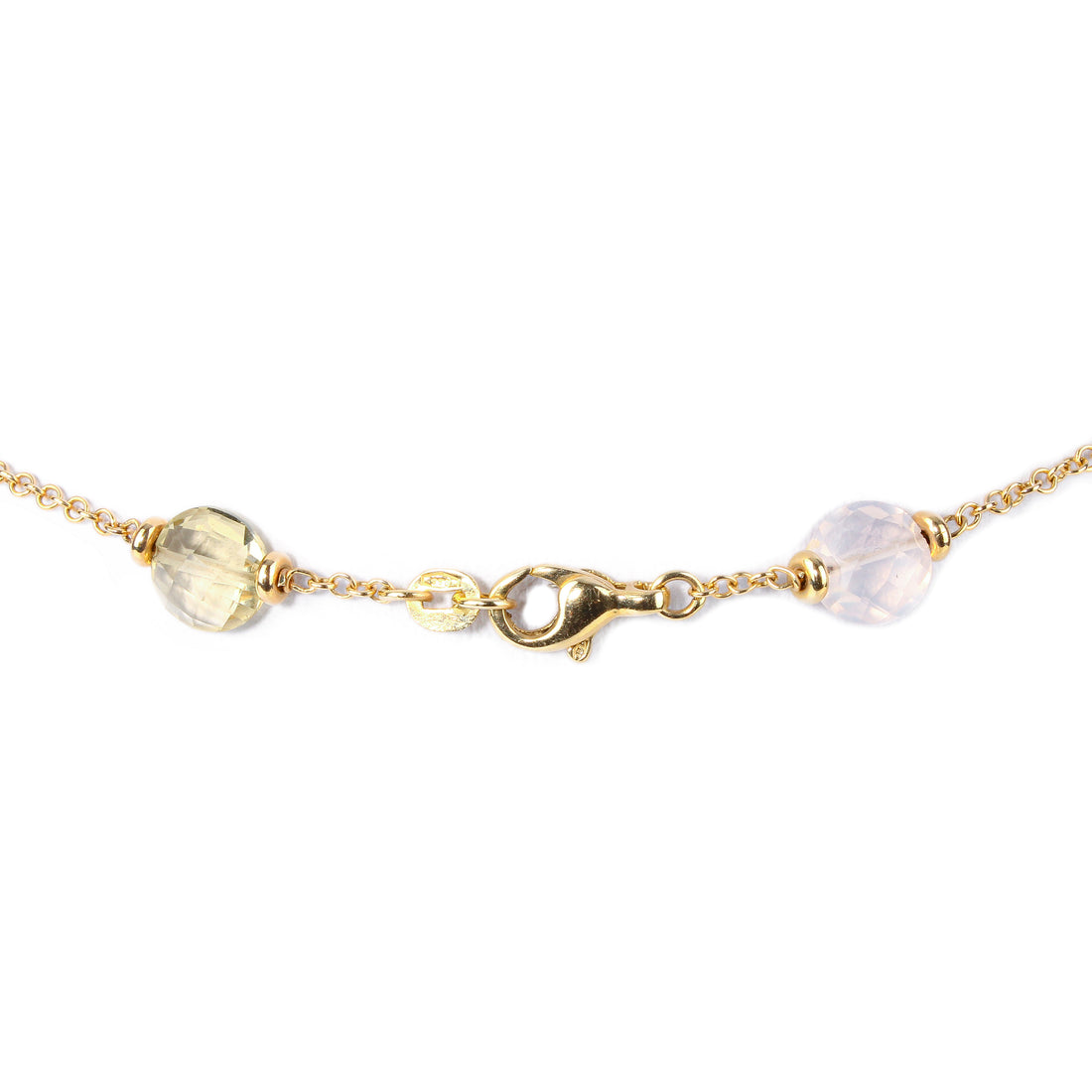 14K Yellow Gold Multi Colour Quartz Station Necklace