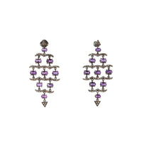 Black Rhodium Plated Sterling Silver Amethyst & Diamond Chandelier Drop Earrings