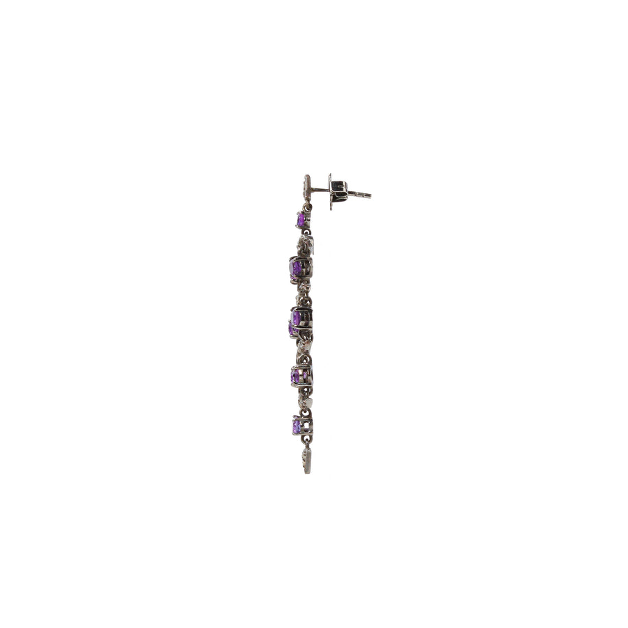 Black Rhodium Plated Sterling Silver Amethyst & Diamond Chandelier Drop Earrings