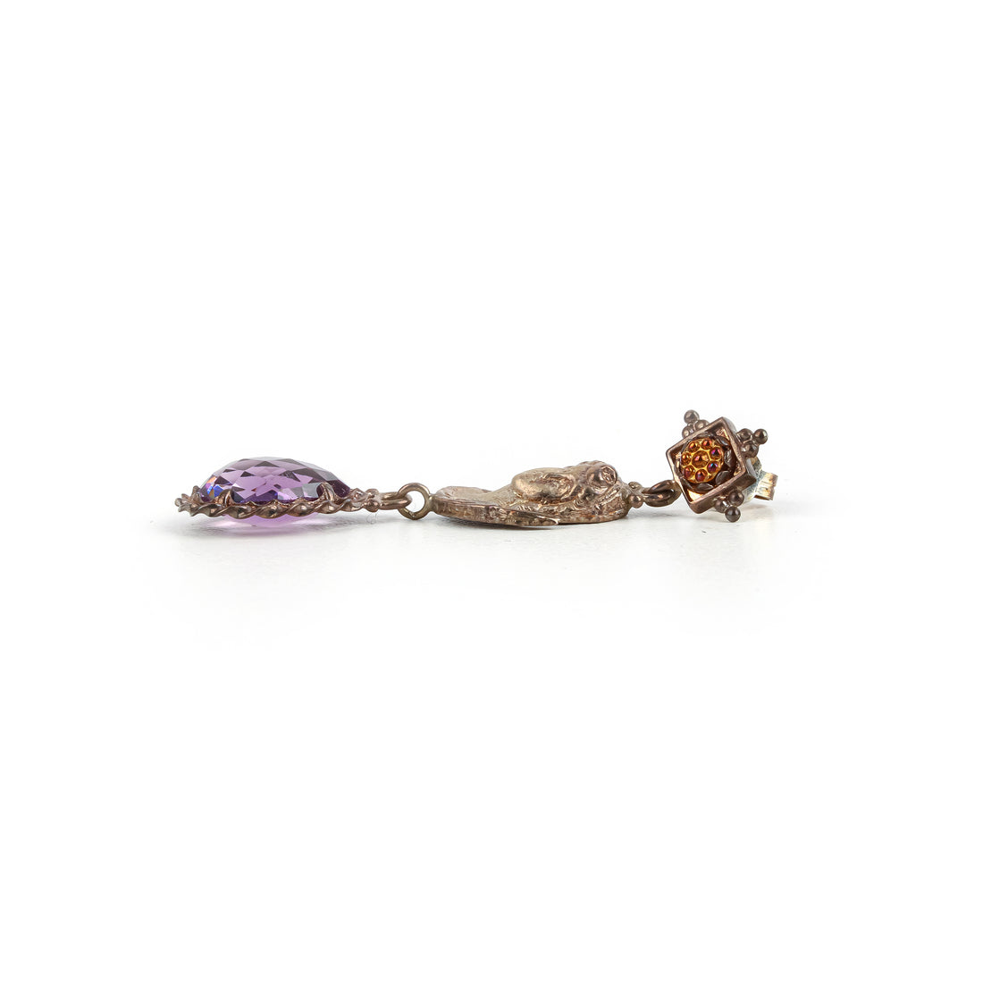 TAGLIAMONTE Sterling Silver 14K Amethyst Portrait Drop Earrings