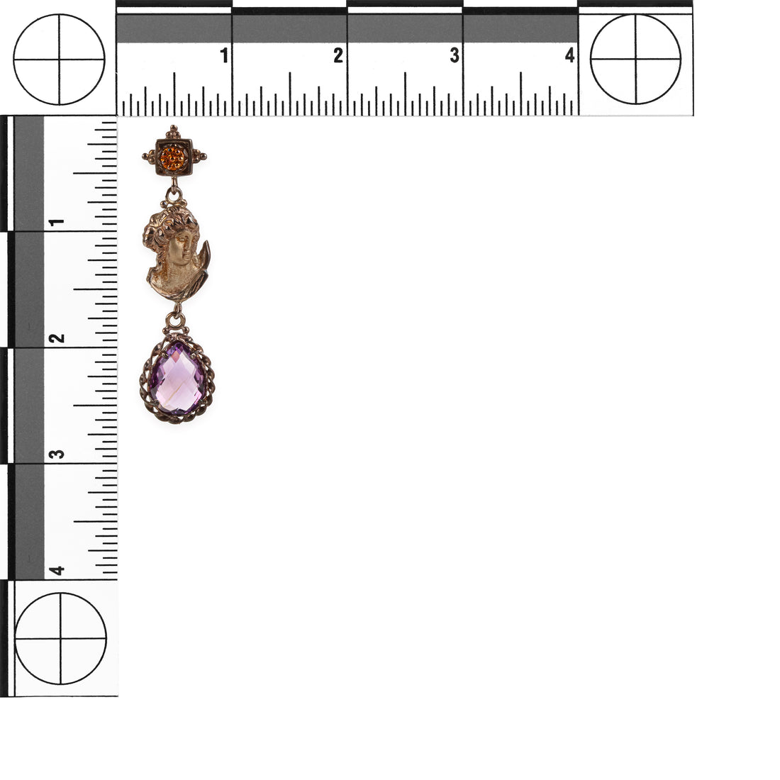 TAGLIAMONTE Sterling Silver 14K Amethyst Portrait Drop Earrings