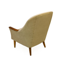 Vintage Teak Armchair with Beige Upholstery