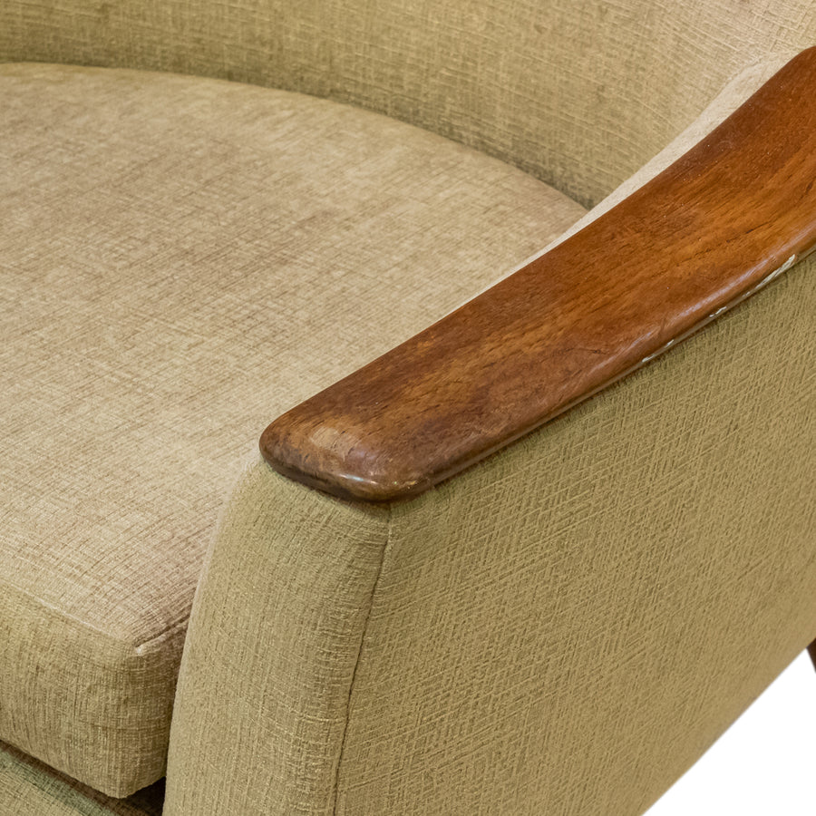 Vintage Teak Armchair with Beige Upholstery