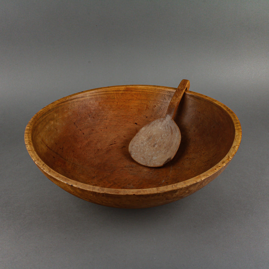 Vintage Birdseye Maple Butter Bowl & Paddle