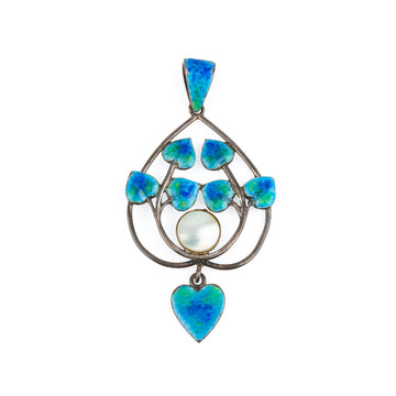 WILLIAM DEVENPORT Sterling Silver Enamel Mother-of-Pearl Heart Pendant