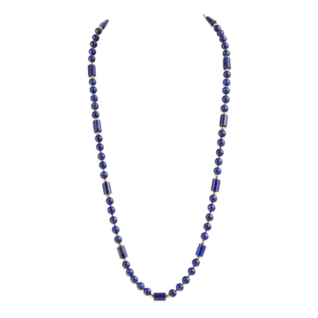 Yellow Gold & Lapis Lazuli Bead Necklace